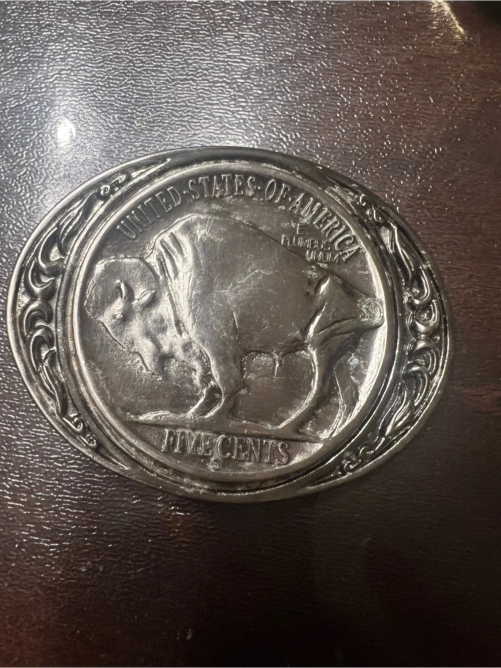 Buffalo Nickel Belt Buckle - Silver Tone
